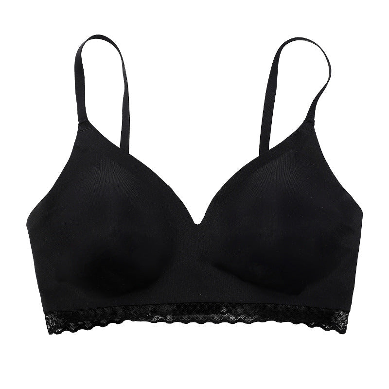 Lace Edge Patchwork Wireless Bra