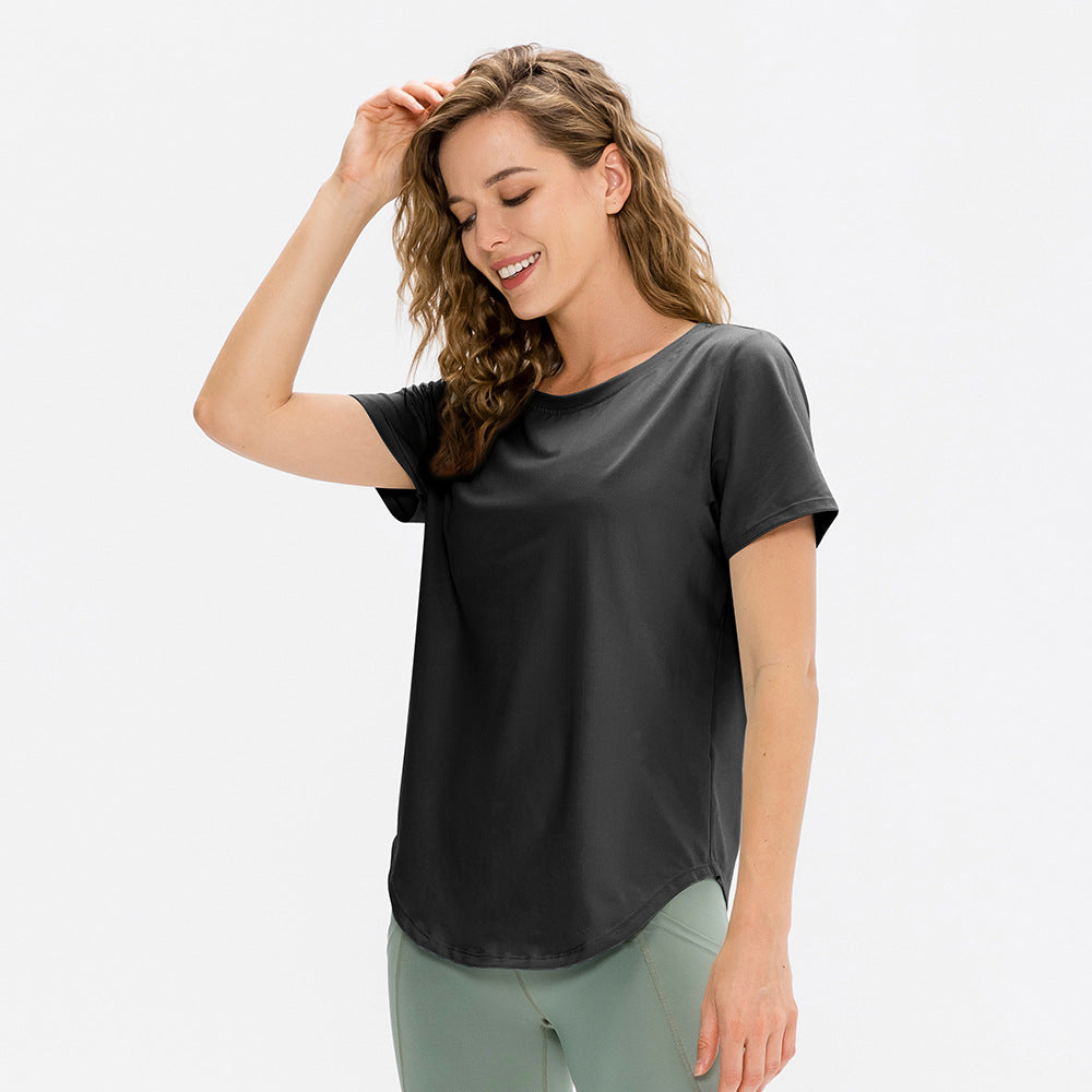 Short Sleeve Curved Hem Sports Top
