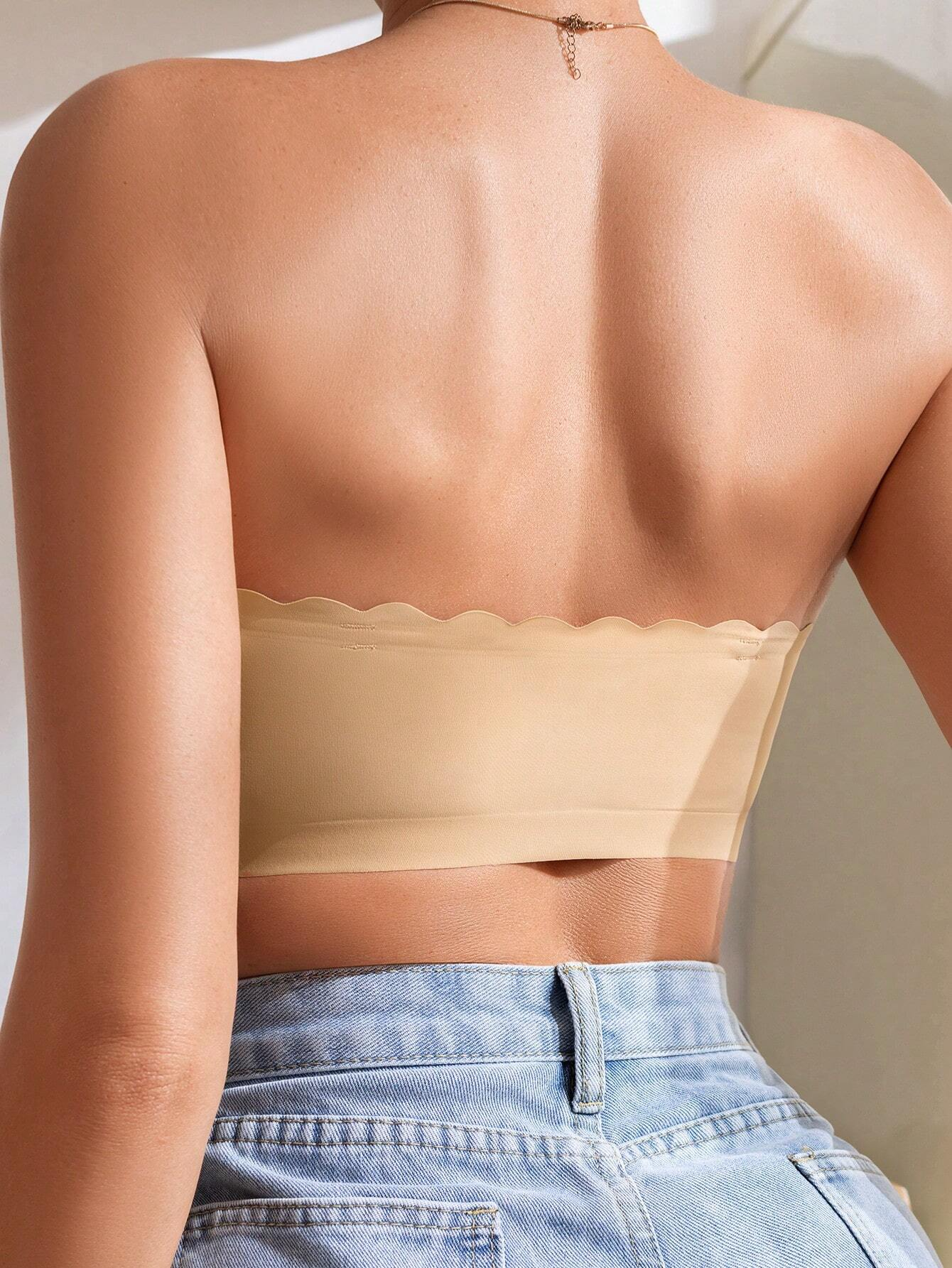 Front Closure Wireless Strapless Bra Beige