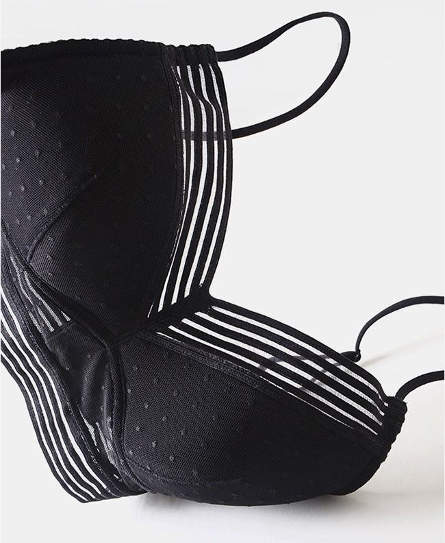 Backless Strapless Bra Push Up Plus Size Women Bralette Wireless Lace Thin Dots