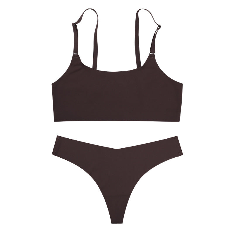 No Show Seamless Solid Bra & Panty Set