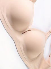 Seamless Solid Front Buckle Push Up Wireless Bra