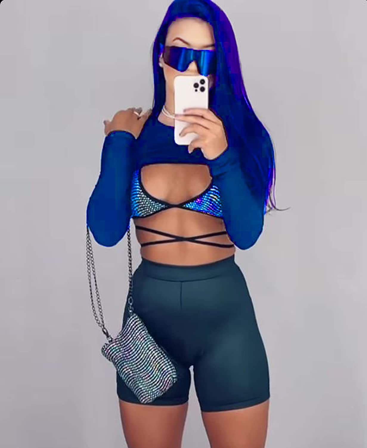 Avidlove Mesh Crop Tops for Mock Neck Long Sleeve Crop Top See Through Shirt Top Clubwear