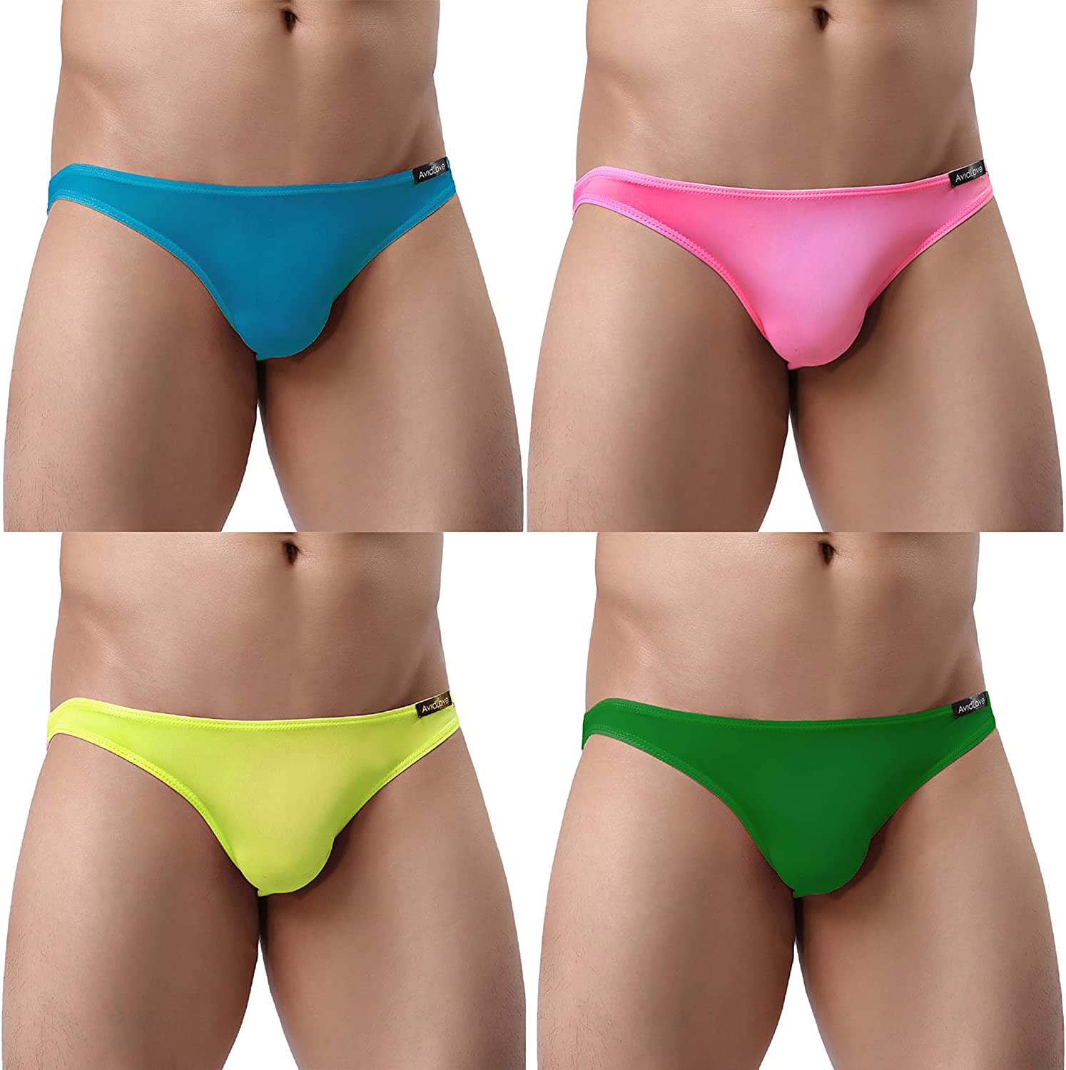 Avidlove Underwear Men's 4 Pack Classic Low Rise Stretchy Hip Briefs Bikini