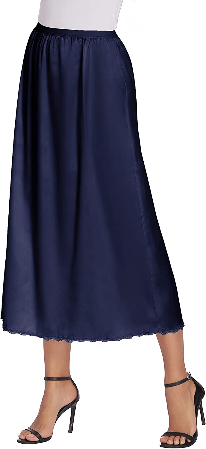 Avidlove Satin Half Slip Lace Long Underskirt S-XXL