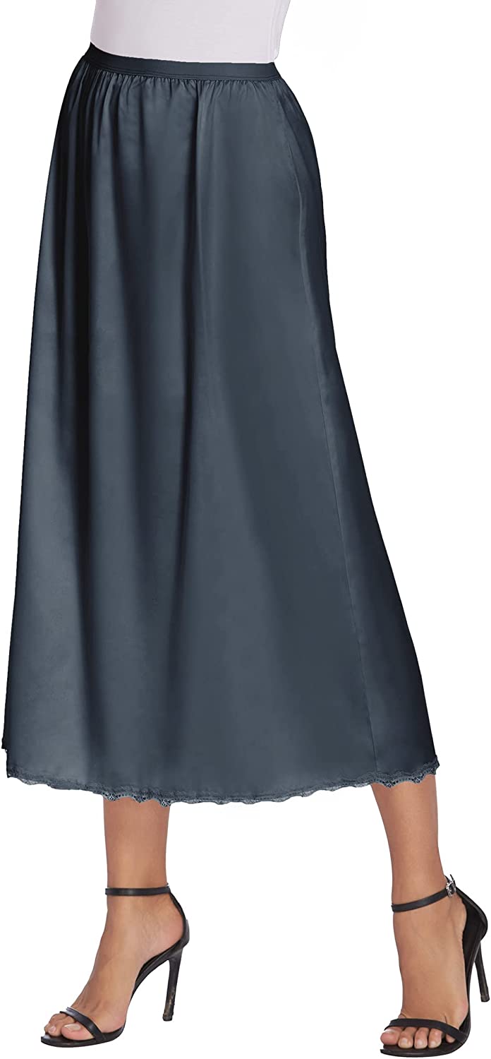 Avidlove Satin Half Slip Lace Long Underskirt S-XXL