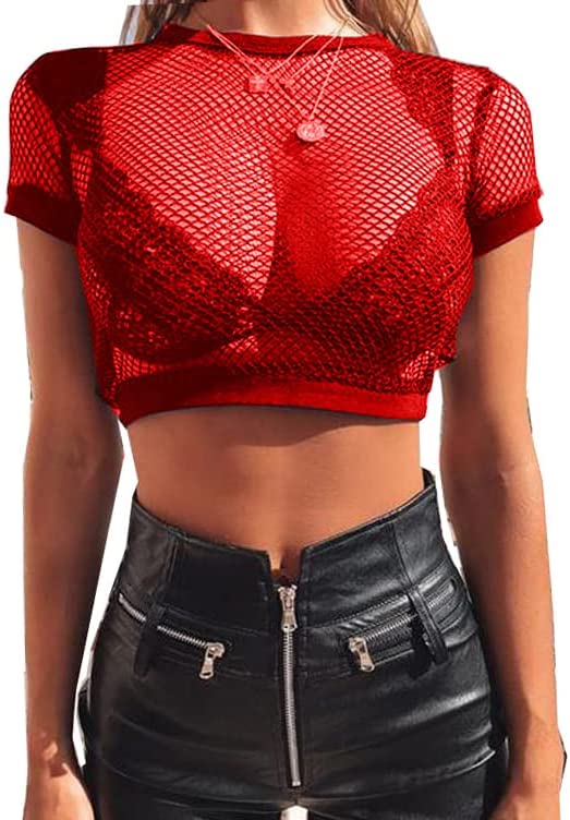 Avidlove Fishnet Top for Long Sleeve Fishnet Shirt Fishnet Crop Top