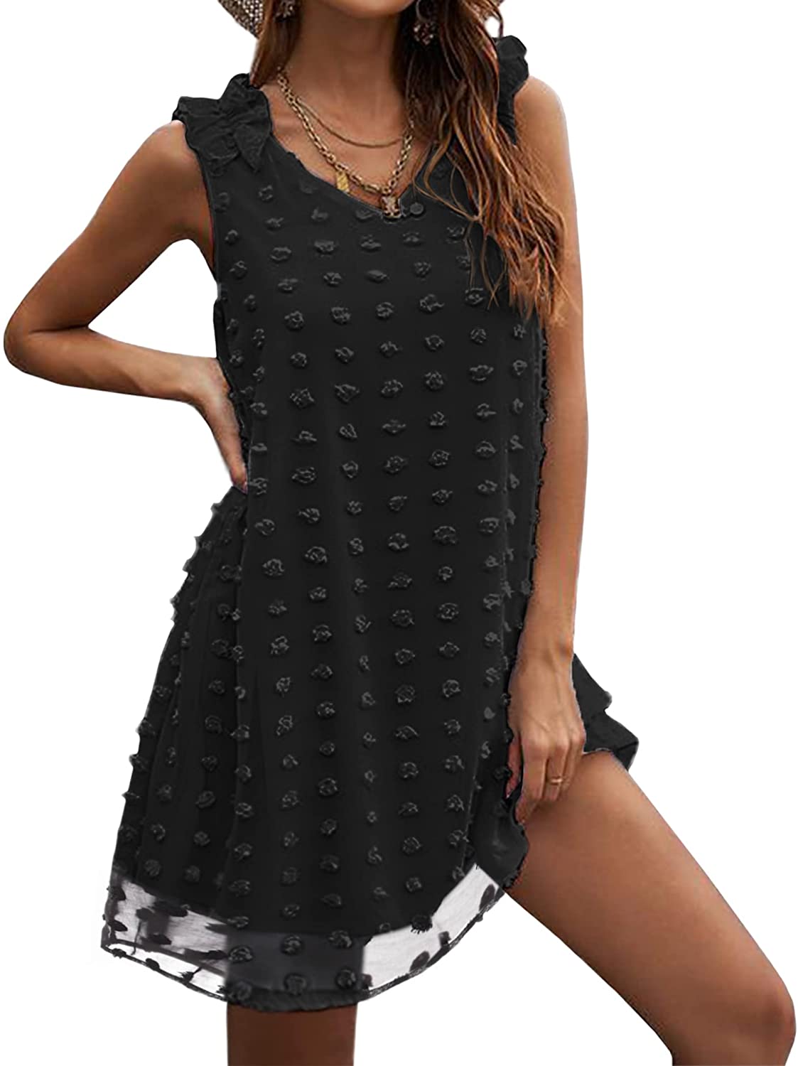 Sleeveless Mini Dot Dresses