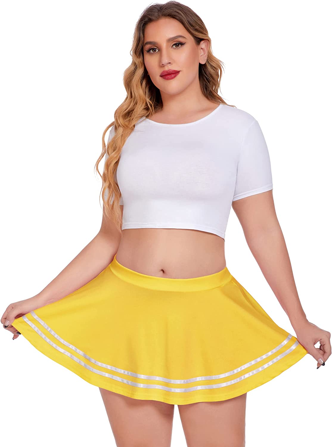 Avidlove Mini Skirt Pleated Elastic Waist Ruffle Sailor Skirts School Uniform Skirts Cheerleader