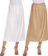Avidlove Satin Half Slip Lace Long Underskirt S-XXL