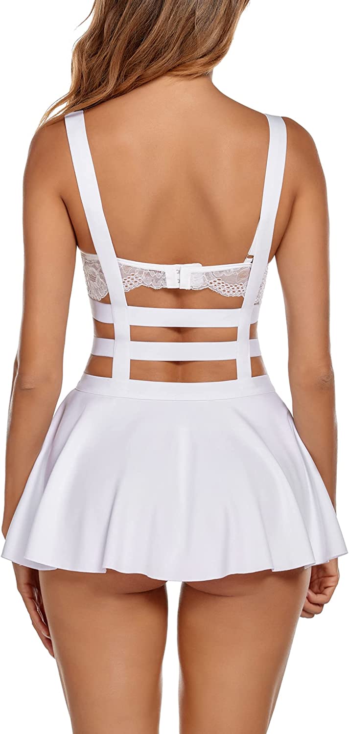 Avidlove Skirt A-Line Suspender Skort Pleated Short Braces Skirt