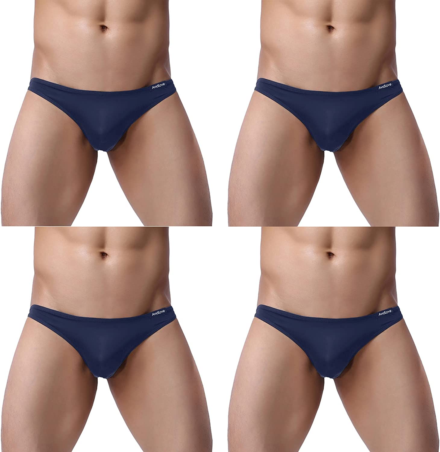 Avidlove Underwear Men's 4 Pack Classic Low Rise Stretchy Hip Briefs Bikini