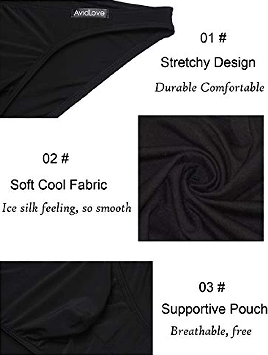 Avidlove Underwear Men's 4 Pack Classic Low Rise Stretchy Hip Briefs Bikini
