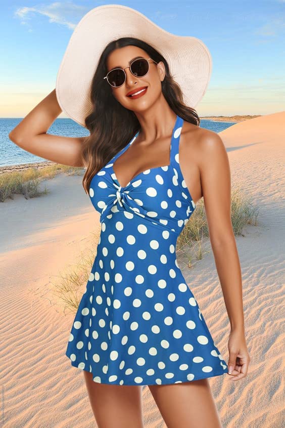 Avidlove Swimsuits for Two Piece Retro Tankini Set Halter Swimsuit Vintage Bathing Suits with Boyshorts