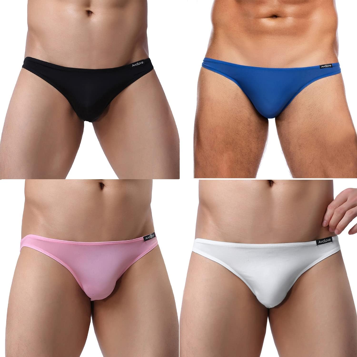 Avidlove Underwear Men's 4 Pack Classic Low Rise Stretchy Hip Briefs Bikini