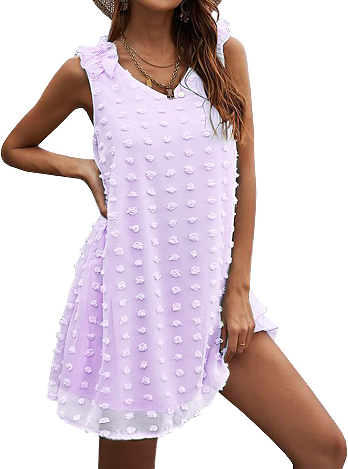 Sleeveless Mini Dot Dresses