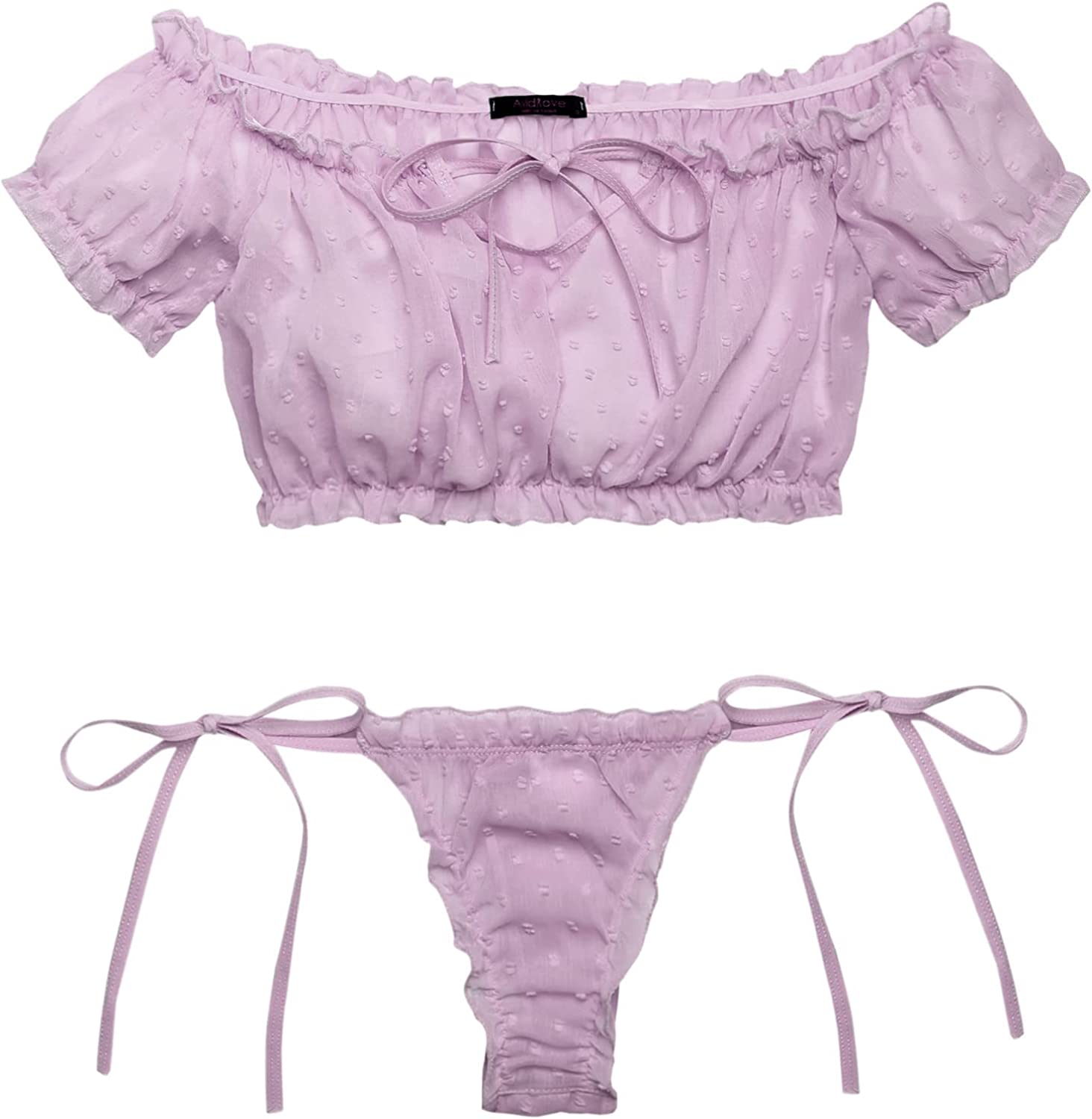 Avidlove Bra and Panty Set Ruffle Lingerie Set Mesh Babydoll Chemise