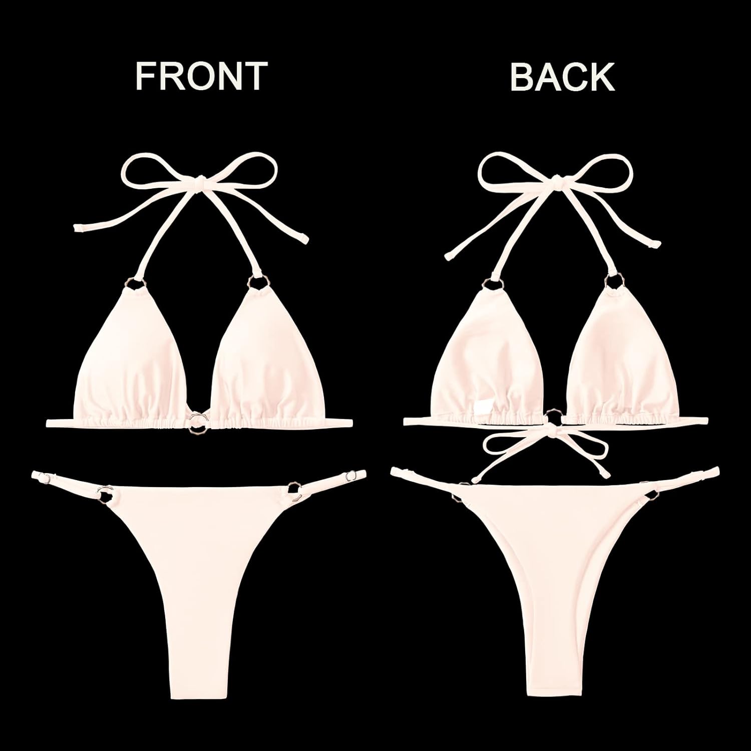 Ring Linked Halter Bikini For Summer Beach - White