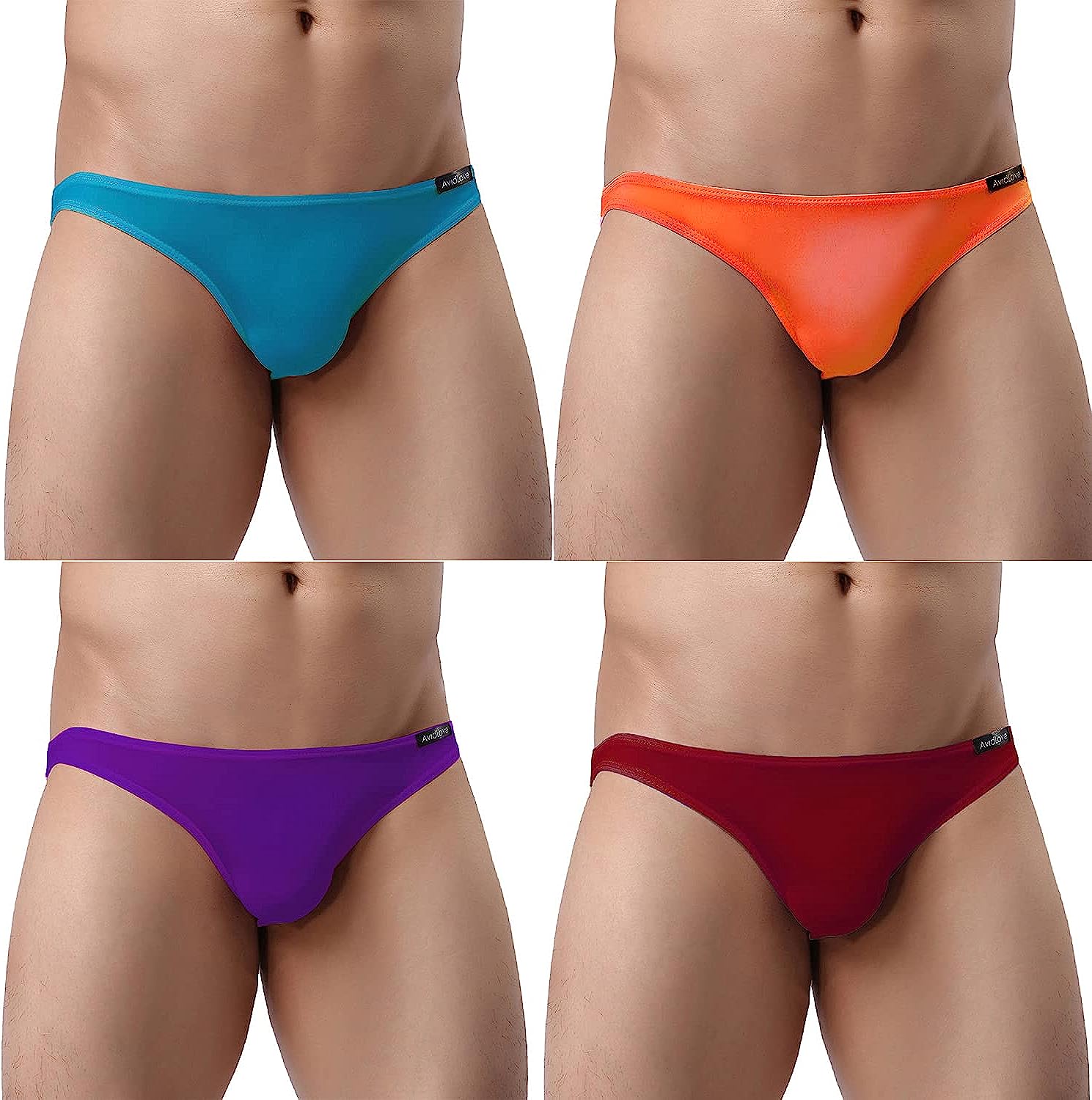 Avidlove Underwear Men's 4 Pack Classic Low Rise Stretchy Hip Briefs Bikini
