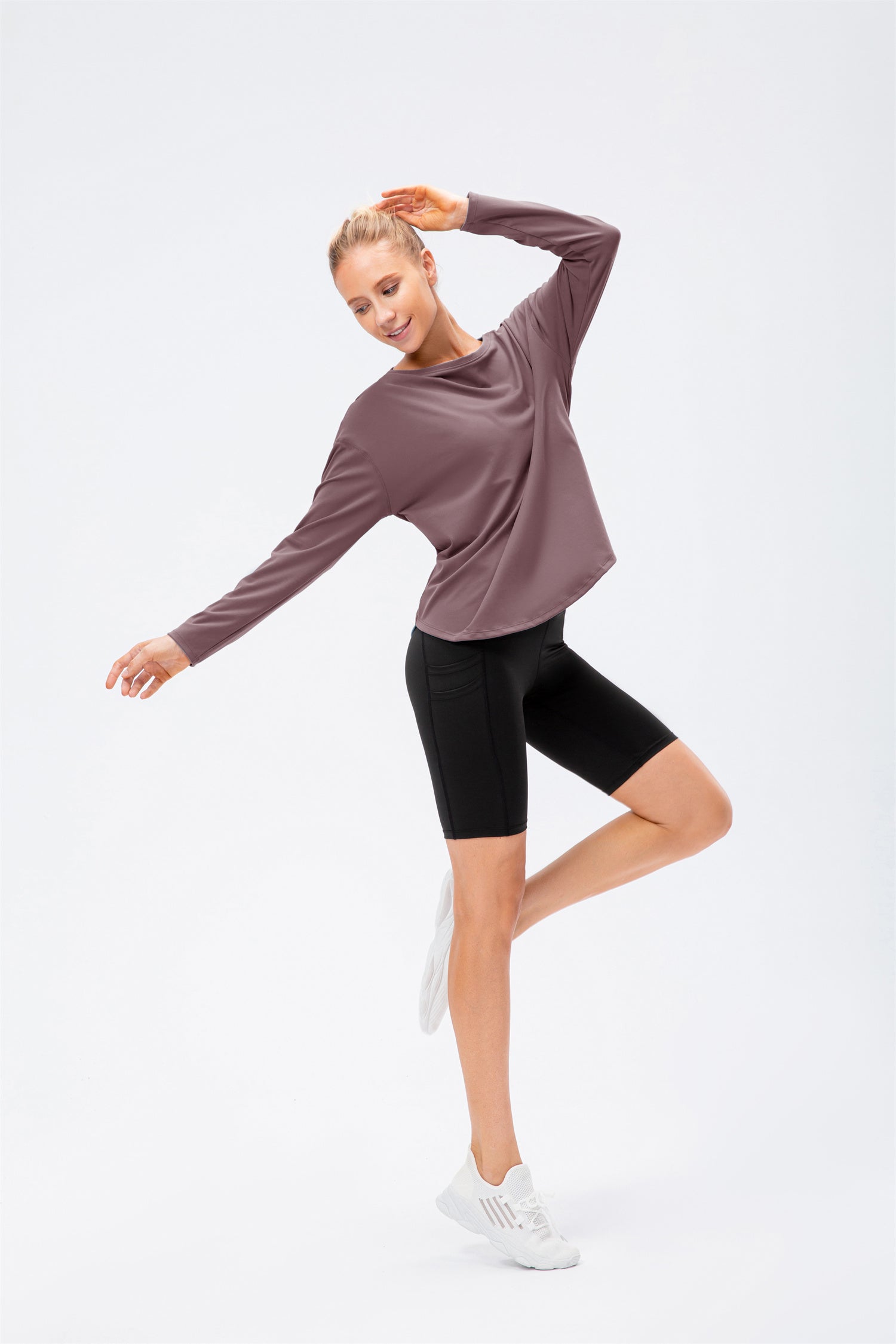 Long Sleeve Drape Cut Sportwear Curved Hem Tracksuit