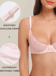 Unlined See Through 1/2 Cup Mesh Demi Shelf Underwired Bra