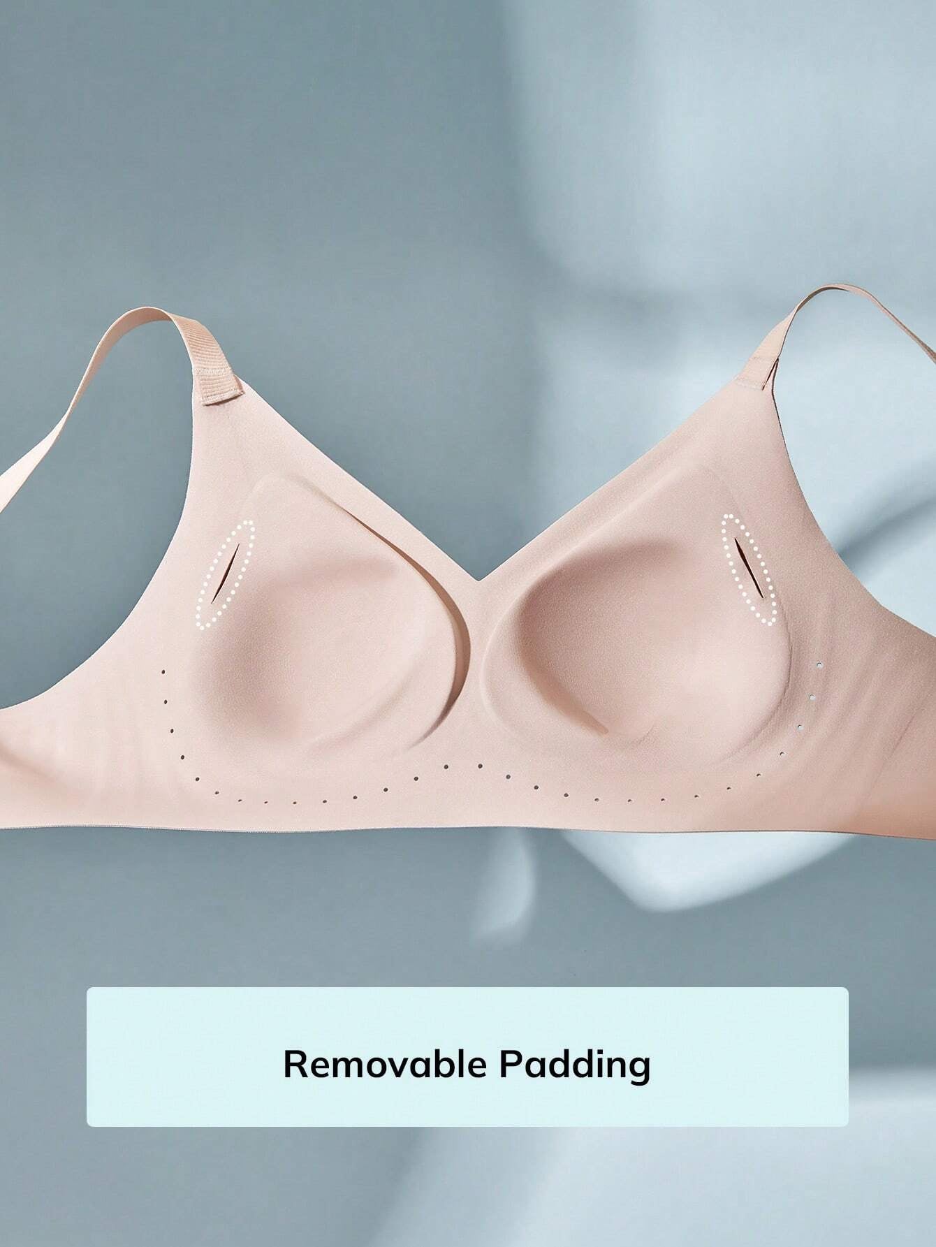 No Show Wireless Plunge Lounge Bra Pink