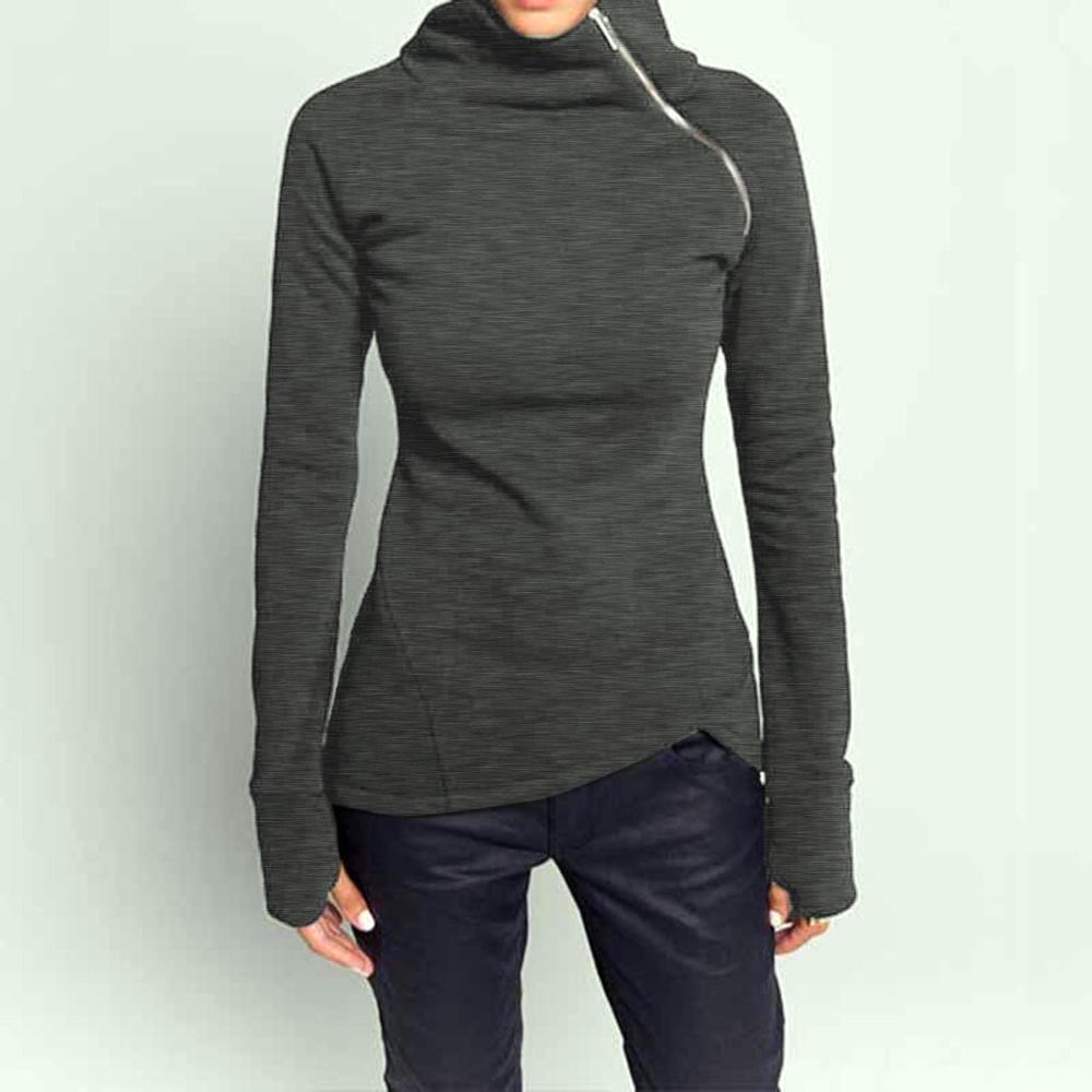 Turtleneck Long Sleeve Women's Zipper Jacket