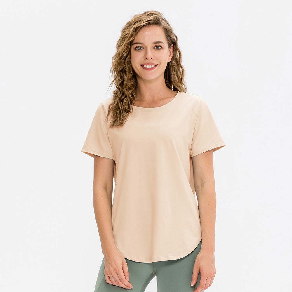 Short Sleeve Curved Hem Sports Top
