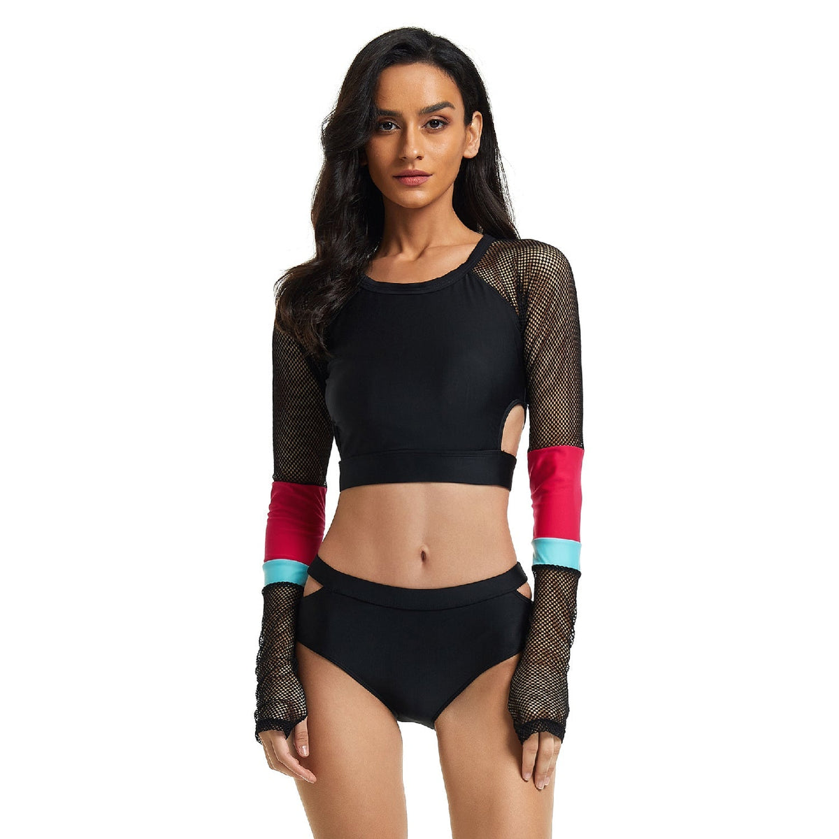 Long Sleeve Swimsuits Cropped Rash Guard