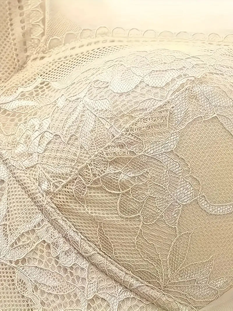 Contrast Lace Wireless Bra, Soft & Comfortable Tank Bra, Lingerie & Underwear