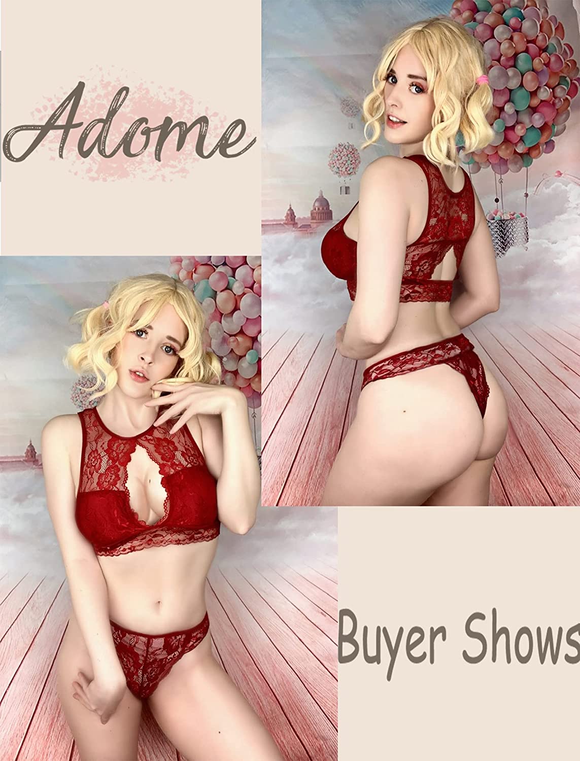 Avidlove Lingerie 2 Piece Lace Babydoll Bra and Panty Set Mini Sleepwear