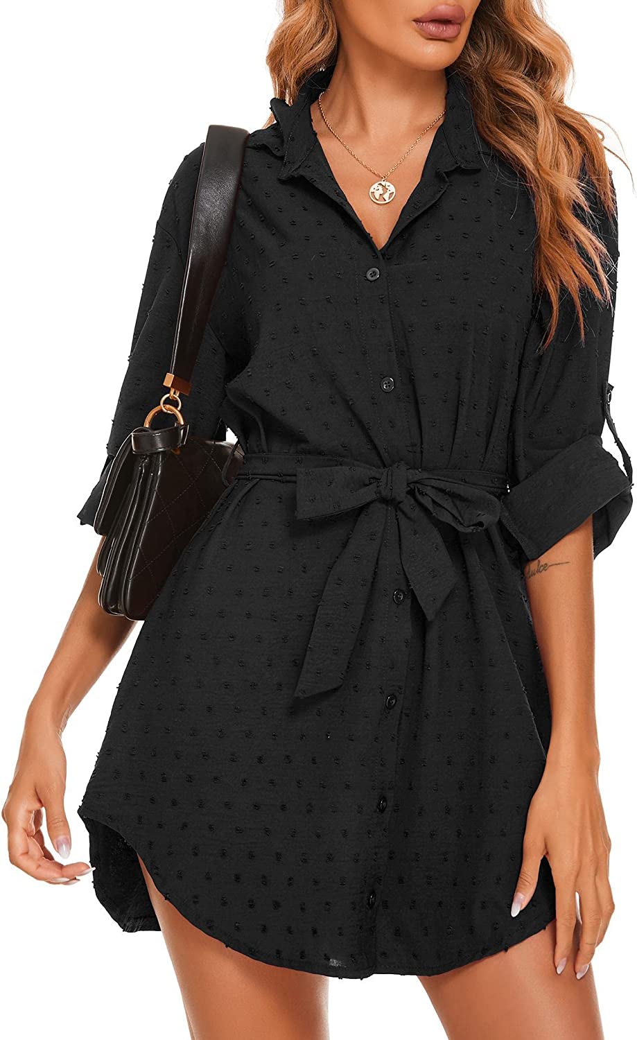 Mid-Long Blouse Tops with Belt