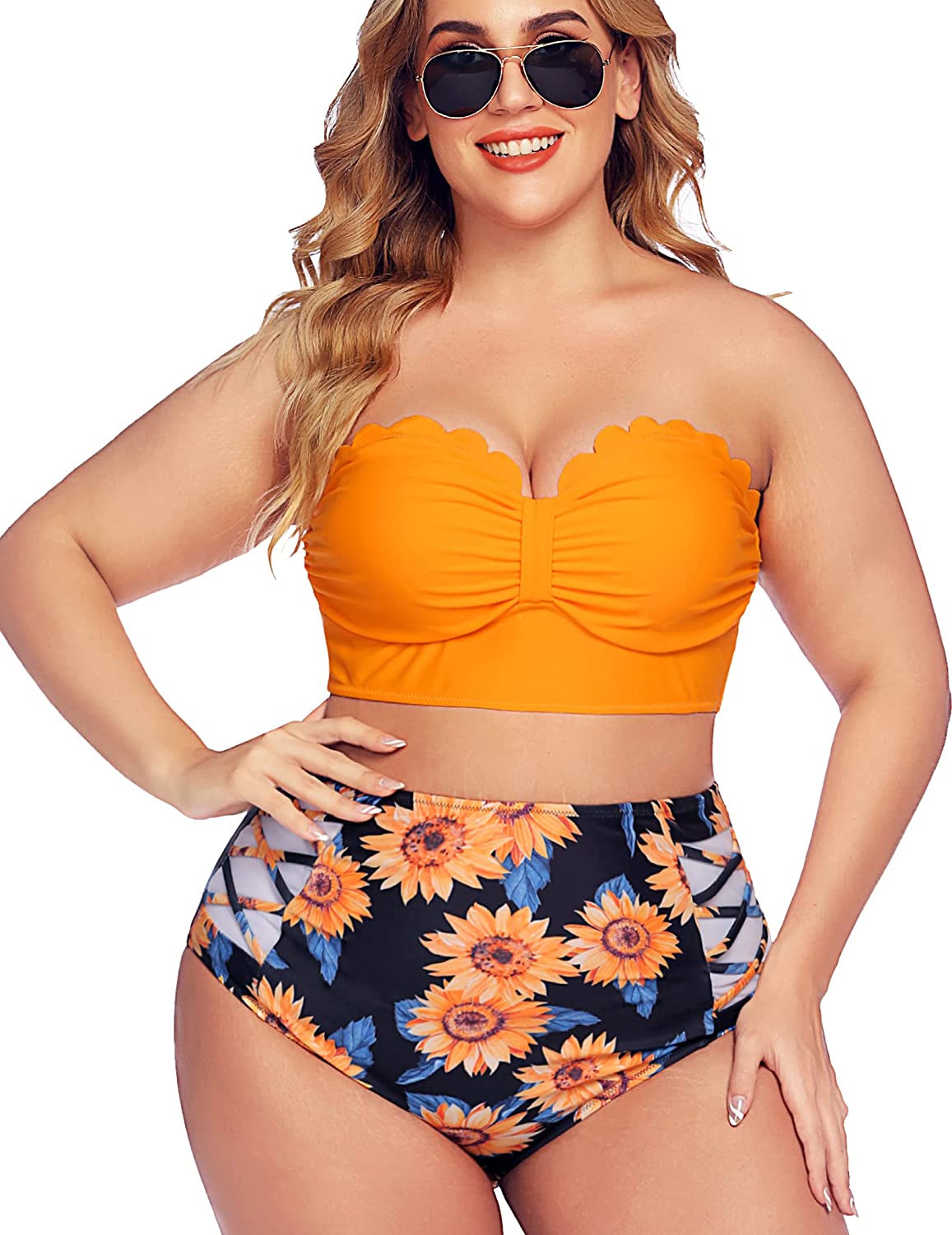 Avidlove Swimsuit for High Waisted Bikini Tummy Control 2 Piece Swimwear Bathing Suits S~4XL