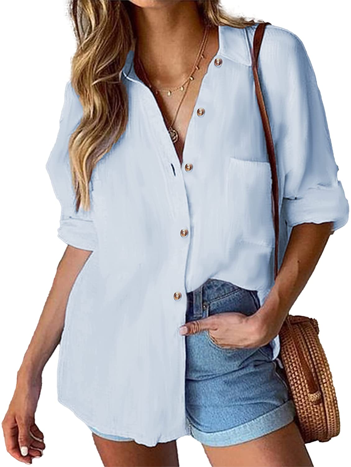 Blouse Tops with Pocket