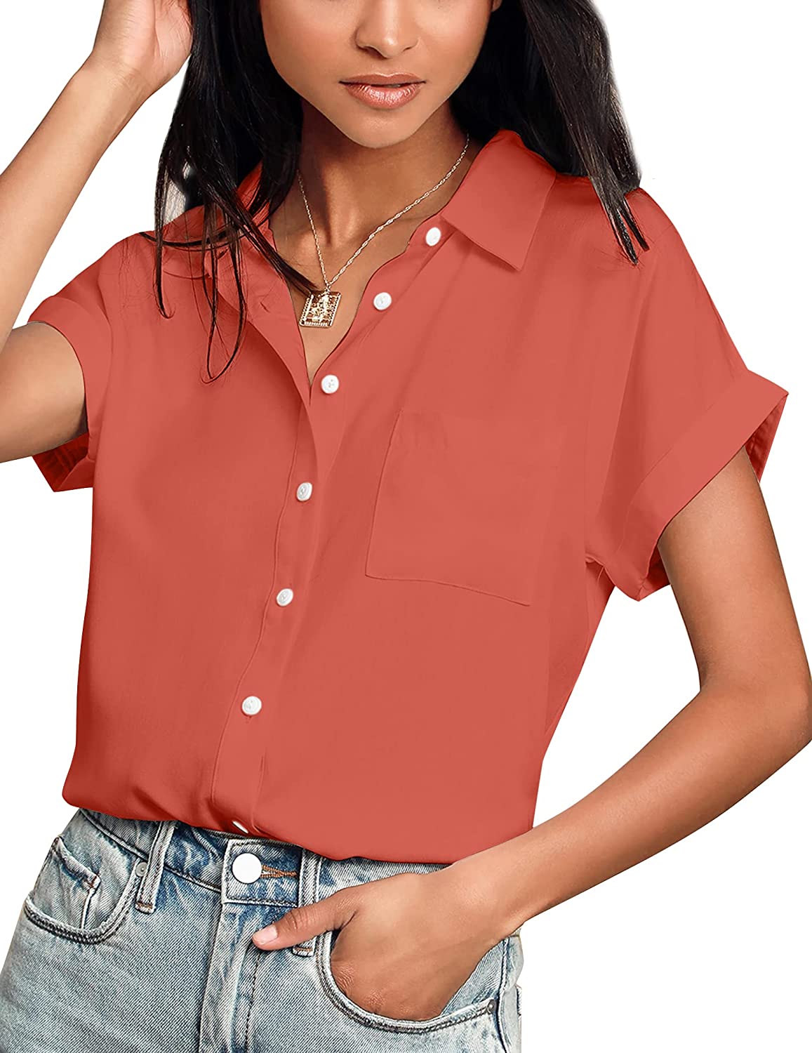 Button V -Neck Blouse