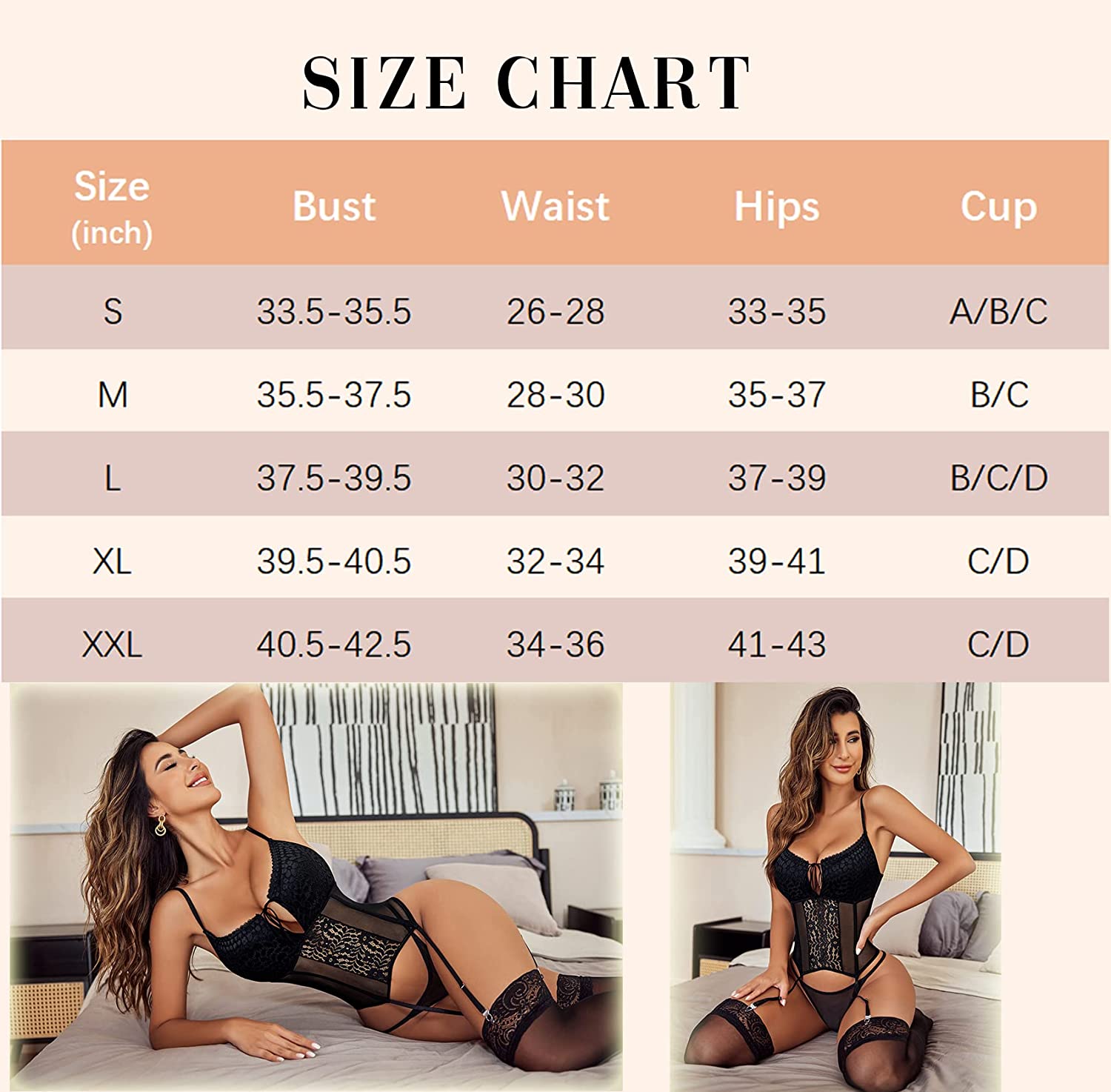 Avidlove Corset Lingerie for Garter Lingerie Set Tummy Control Teddy Boudoir Outfits No Stockings