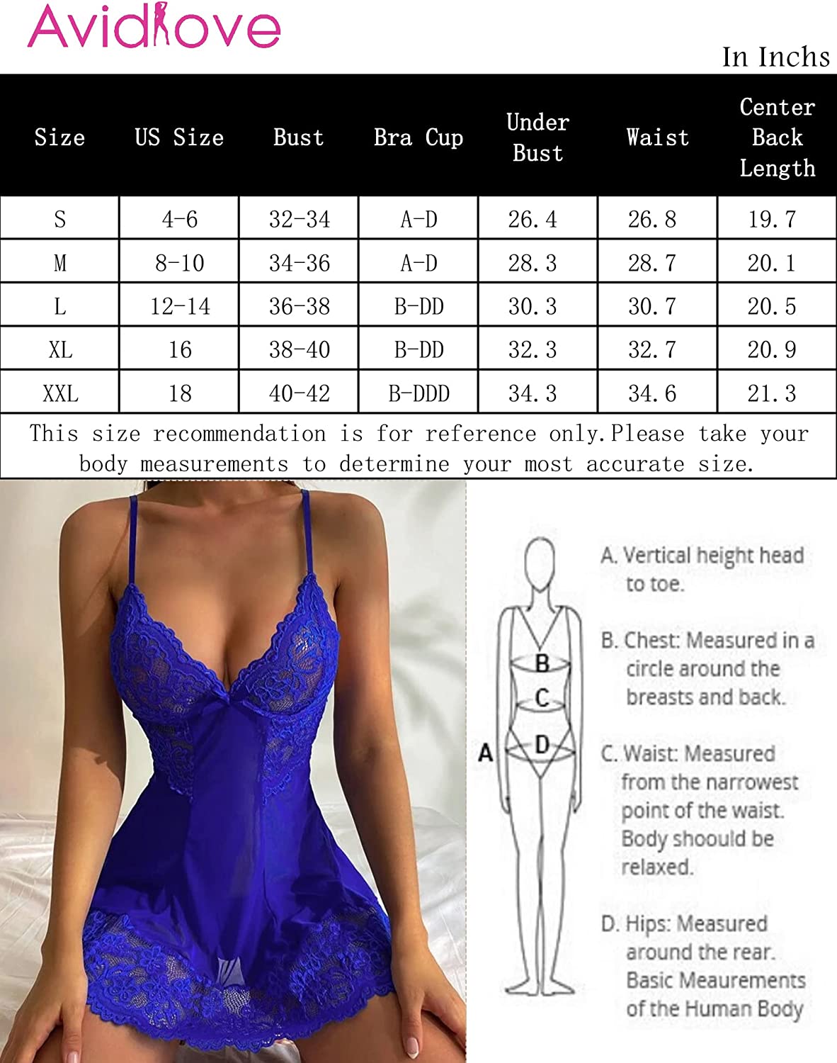 Avidlove Lingerie for Kinky Babydoll Lingerie Mesh Sleepwear Lace Chemise