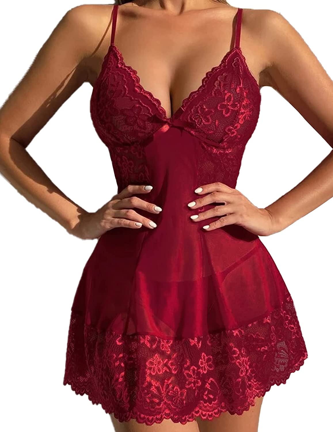 Avidlove Lingerie for Kinky Babydoll Lingerie Mesh Sleepwear Lace Chemise