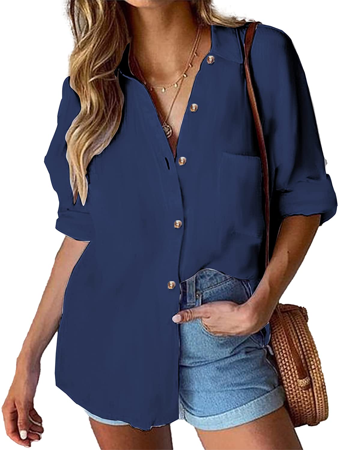 Blouse Tops with Pocket