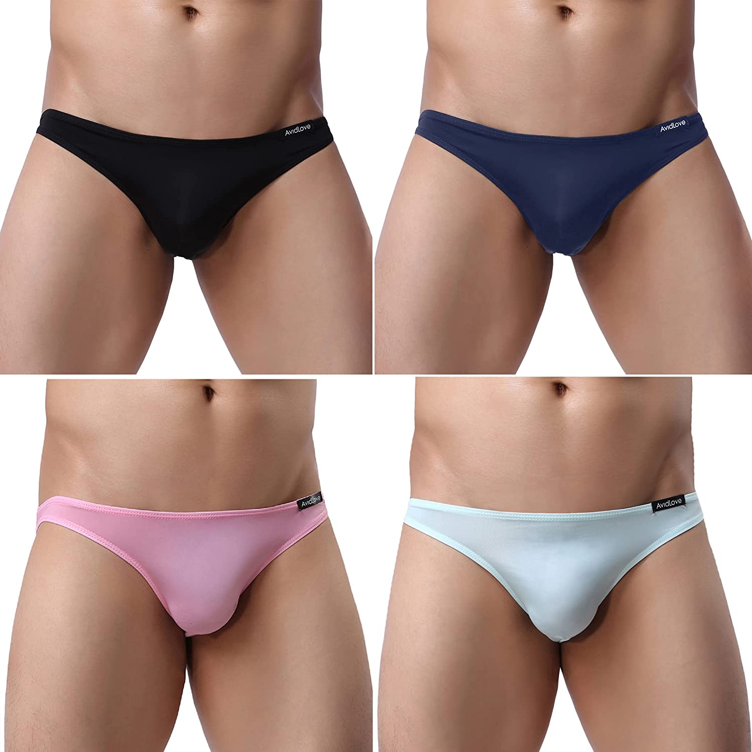 Avidlove Underwear Men's 4 Pack Classic Low Rise Stretchy Hip Briefs Bikini