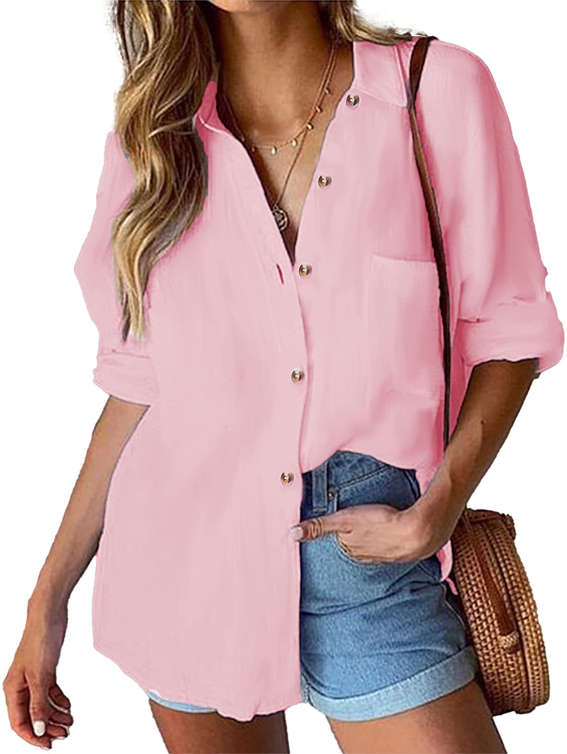 Blouse Tops with Pocket