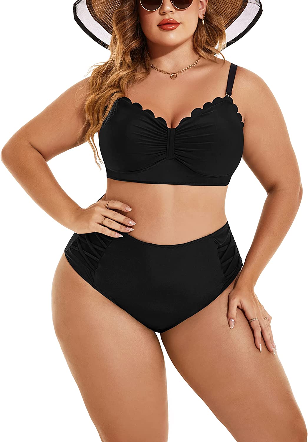 Avidlove Swimsuit for High Waisted Bikini Tummy Control 2 Piece Swimwear Bathing Suits S~4XL