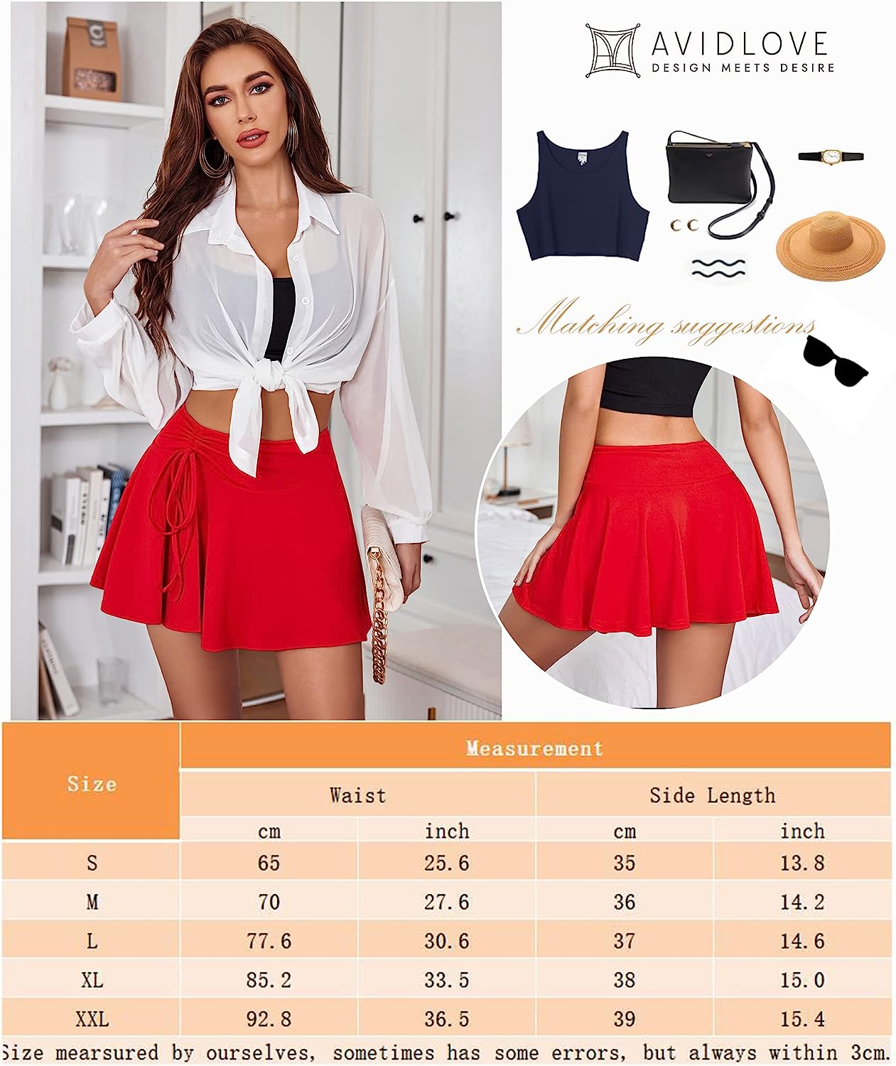 Avidlove Mini Skirt for Pleated Drawstring High Waist Skater Skirt Lingerie Skirts S-XXL