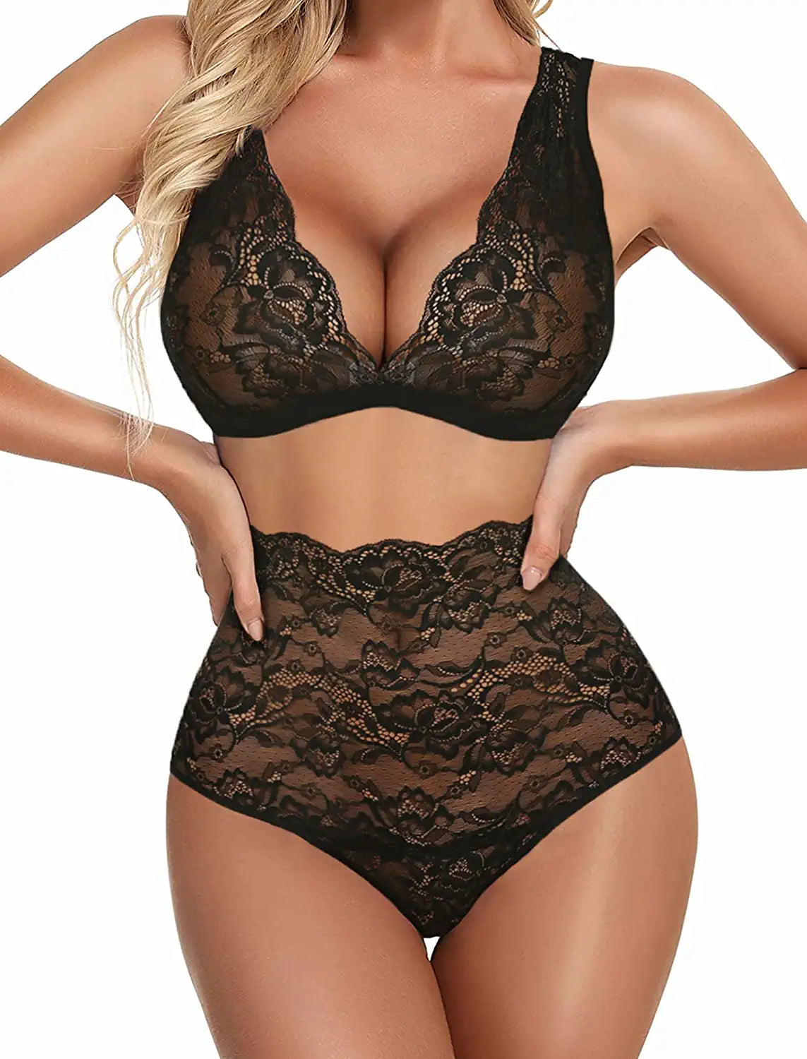 Avidlove Lingerie for High Waist Bra and Panty Set Strappy Babydoll Bodysuit