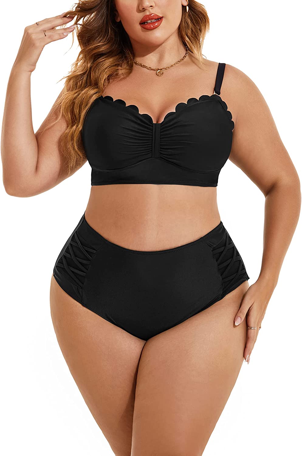 Avidlove Swimsuit for High Waisted Bikini Tummy Control 2 Piece Swimwear Bathing Suits S~4XL