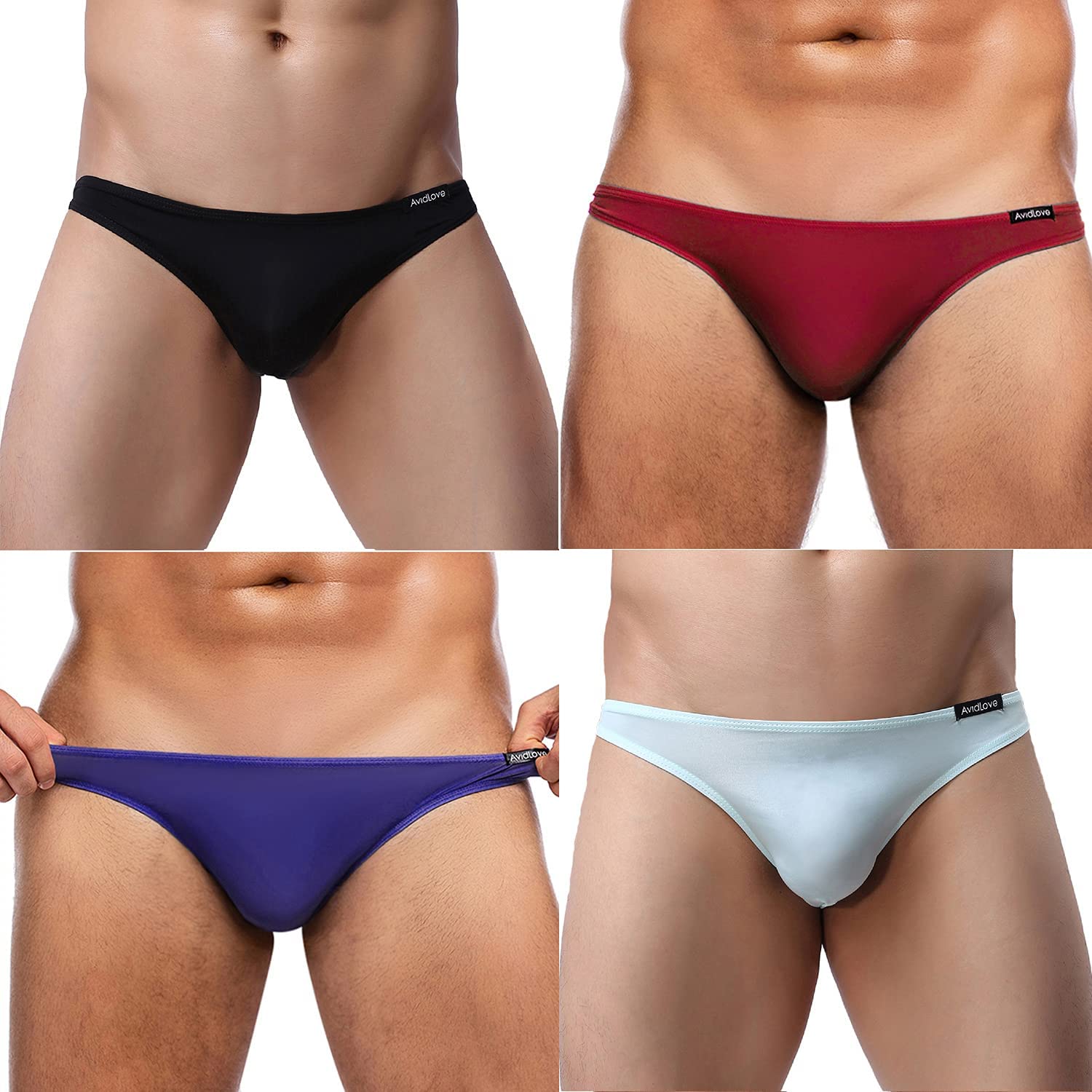 Avidlove Underwear Men's 4 Pack Classic Low Rise Stretchy Hip Briefs Bikini