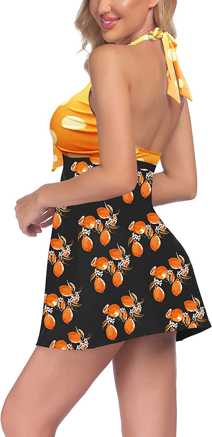 Avidlove Swimsuits for Two Piece Retro Tankini Set Halter Swimsuit Vintage Bathing Suits with Boyshorts