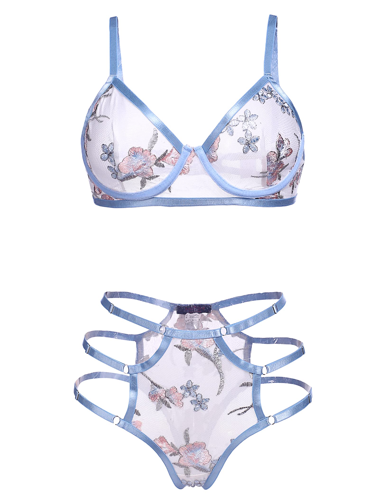 Avidlove Petite Lingerie for Underwire Lingerie Set Bra and Panty Set Embroidery Lingerie Set