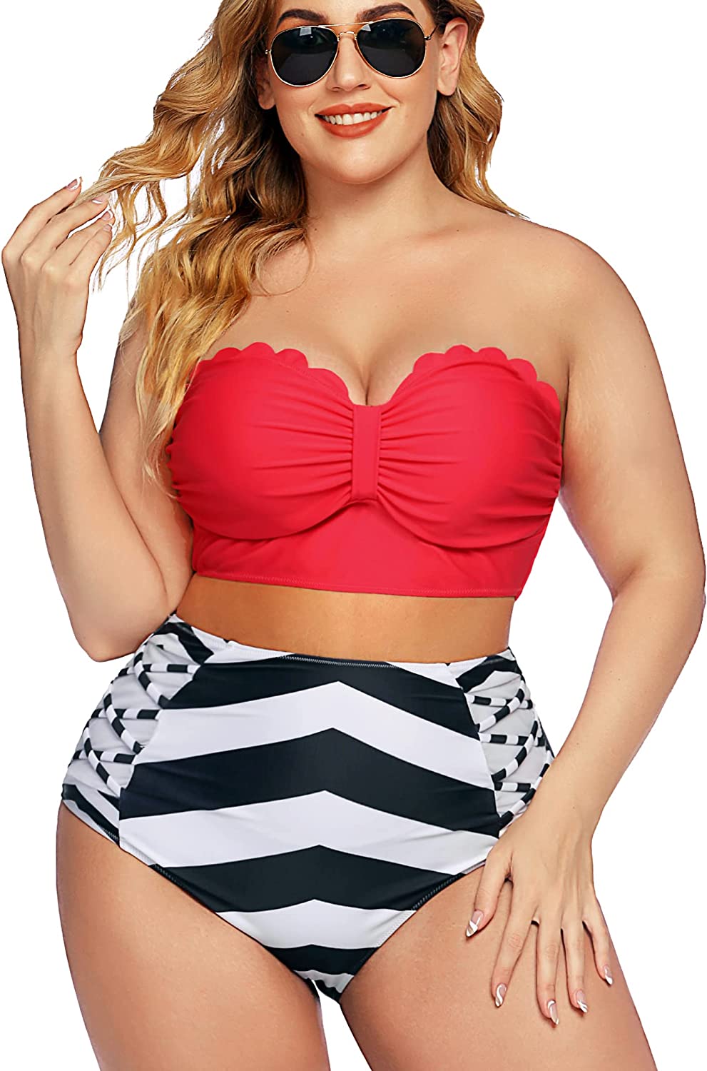 Avidlove Swimsuit for High Waisted Bikini Tummy Control 2 Piece Swimwear Bathing Suits S~4XL