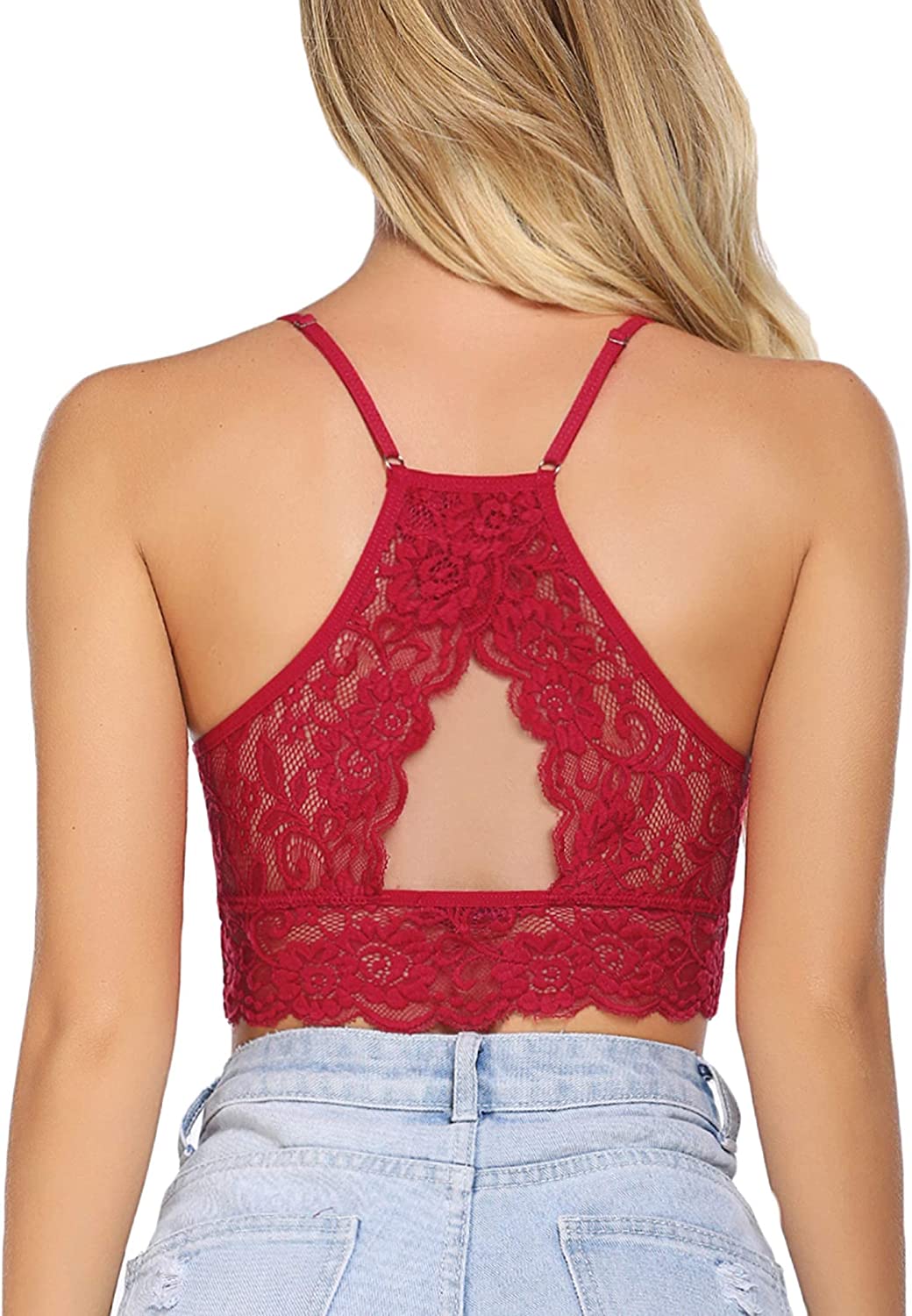 Avidlove Lace Bralette for High Neck Camisoles Racerback Double-Layered Crop Top